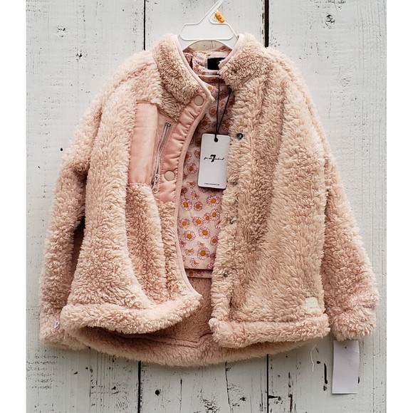 7 For All Mankind Pink Jacket W Long Sleeve Outfit Set Baby Girls Sz 24 M NEW - Picture 1 of 4